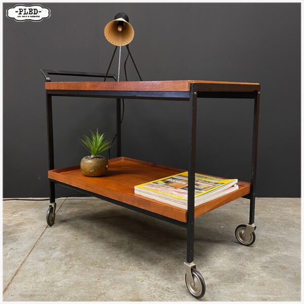 Vintage teak serveertrolley, Opal - Afbeelding 2