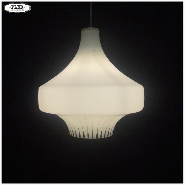 Vintage opaline pendel lamp, space age, Dřevo Humpolec - Afbeelding 2