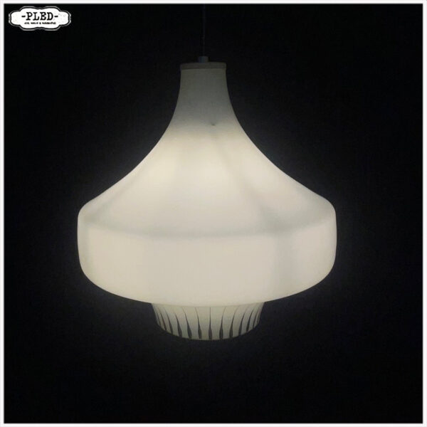Vintage opaline pendel lamp, space age, Dřevo Humpolec - Afbeelding 3