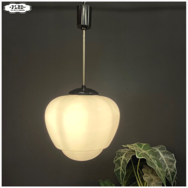 art deco opaline plafondlamp (groot) - Afbeelding 2