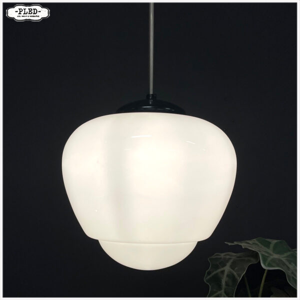 art deco opaline plafondlamp (groot) - Afbeelding 10