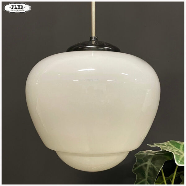 art deco opaline plafondlamp (groot) - Afbeelding 3