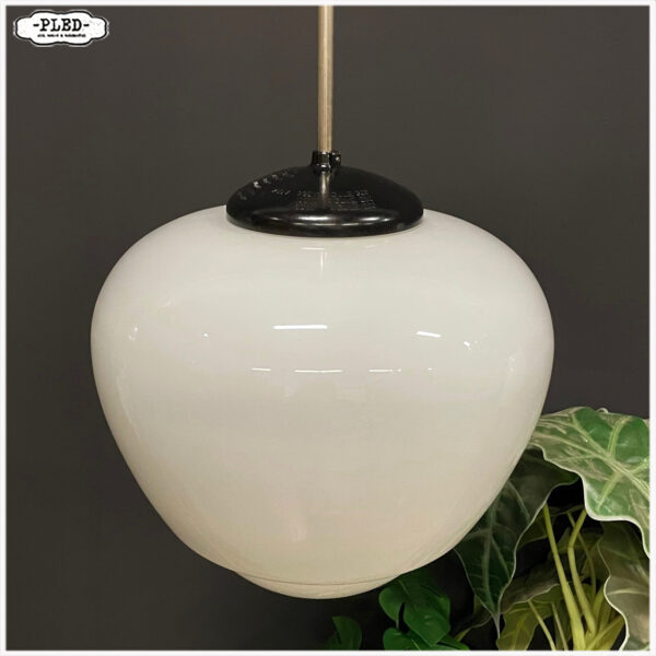 art deco opaline plafondlamp (groot) - Afbeelding 5