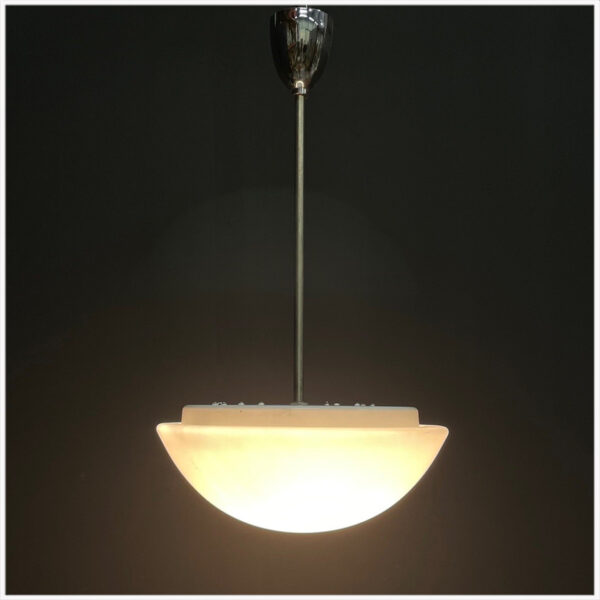 Vintage opaline pendellamp met schaalvormige kap - Afbeelding 2