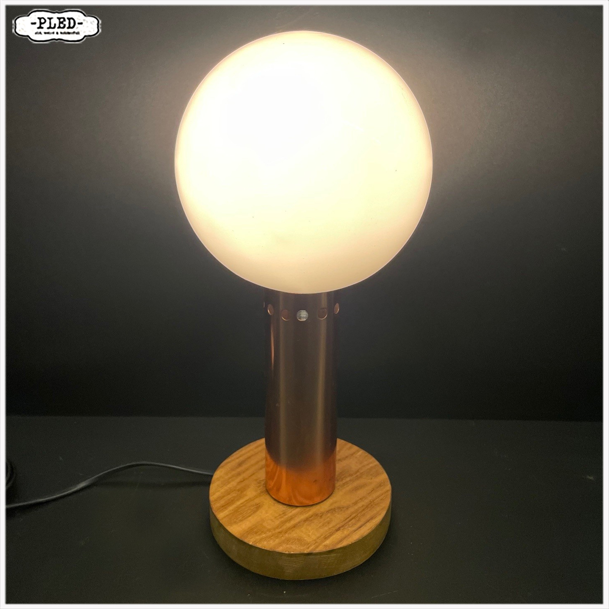 Vintage opaalglazen tafellamp - Afbeelding 3