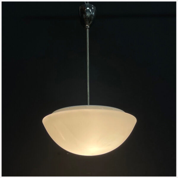 Vintage opaline pendellamp met schaalvormige kap - Afbeelding 3
