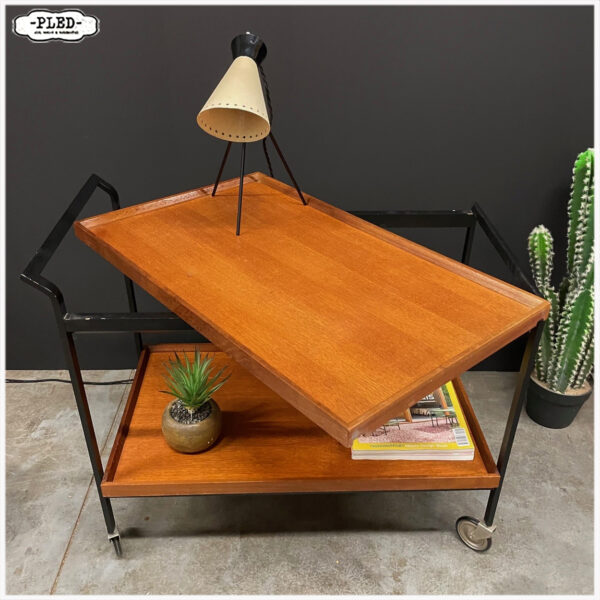 Vintage teak serveertrolley, Opal - Afbeelding 3