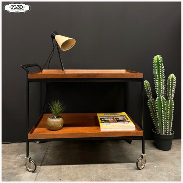 Vintage teak serveertrolley, Opal - Afbeelding 4