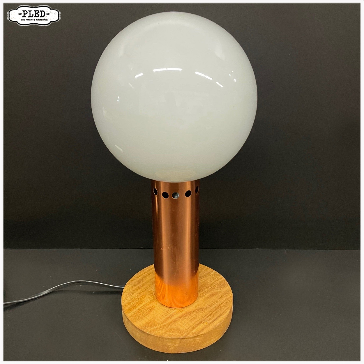 Vintage opaalglazen tafellamp - Afbeelding 5