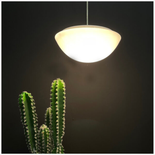 Vintage opaline pendellamp met schaalvormige kap - Afbeelding 5