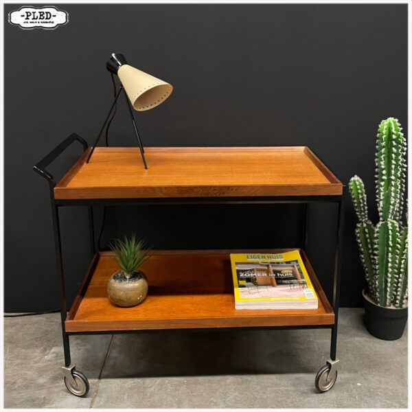 Vintage teak serveertrolley, Opal - Afbeelding 5