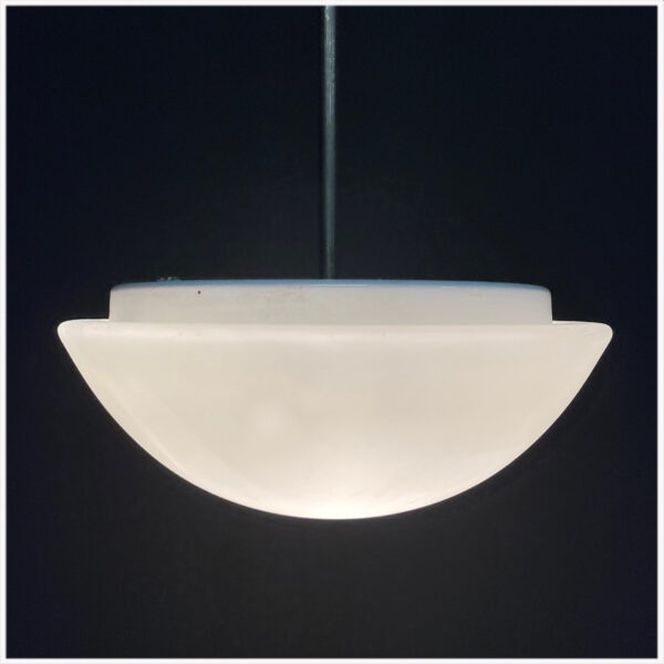 Vintage opaline pendellamp met schaalvormige kap - Afbeelding 4