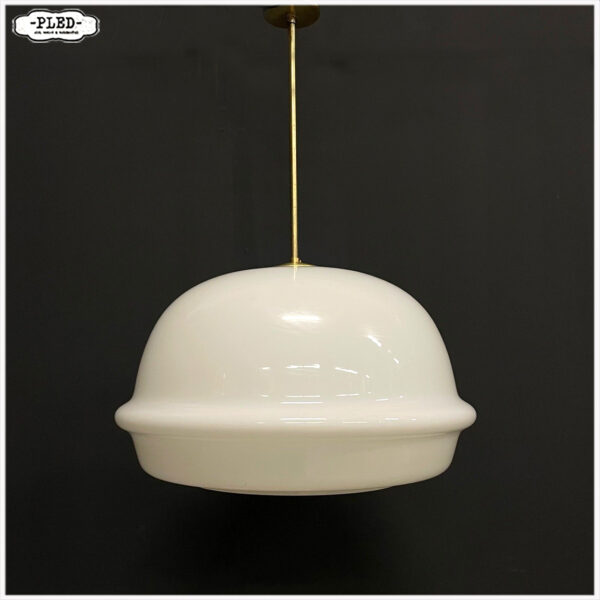 Grote vintage opaline pendellamp, Karel Volf - Afbeelding 13