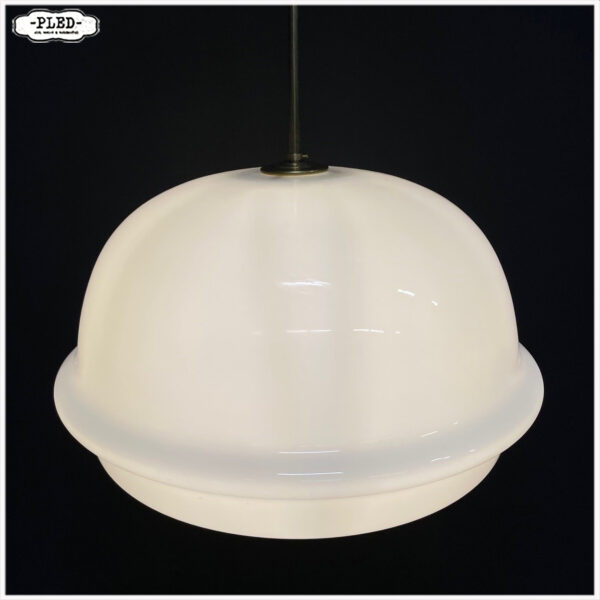 Grote vintage opaline pendellamp, Karel Volf - Afbeelding 6