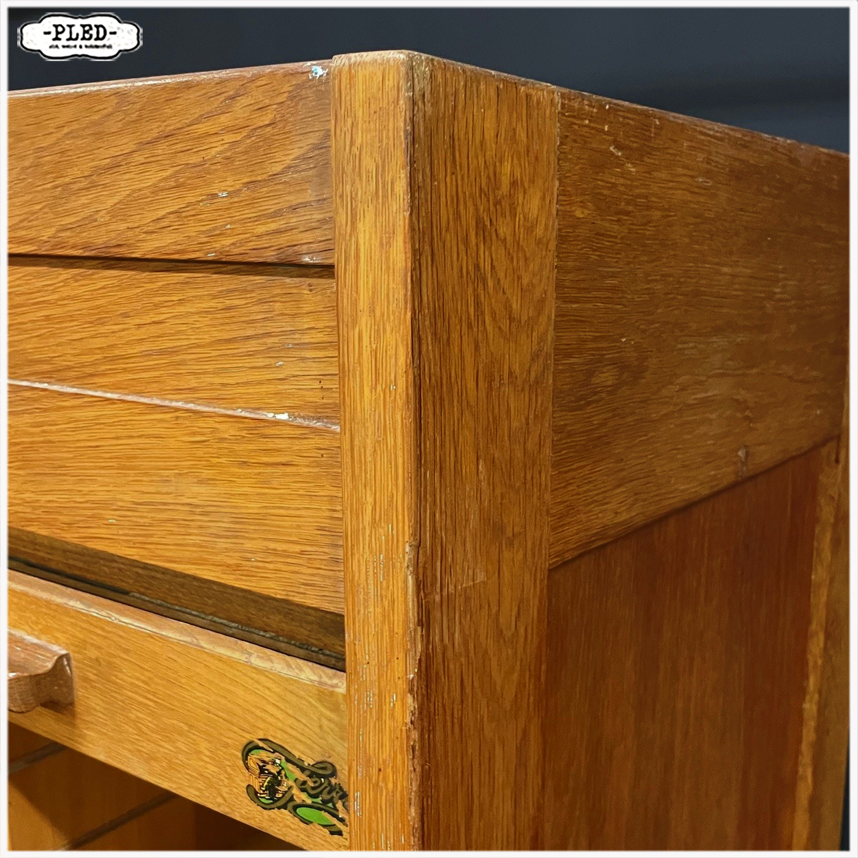 Originele eikenhouten Jerry roldeurkast, jaren 1930, USA - Afbeelding 14