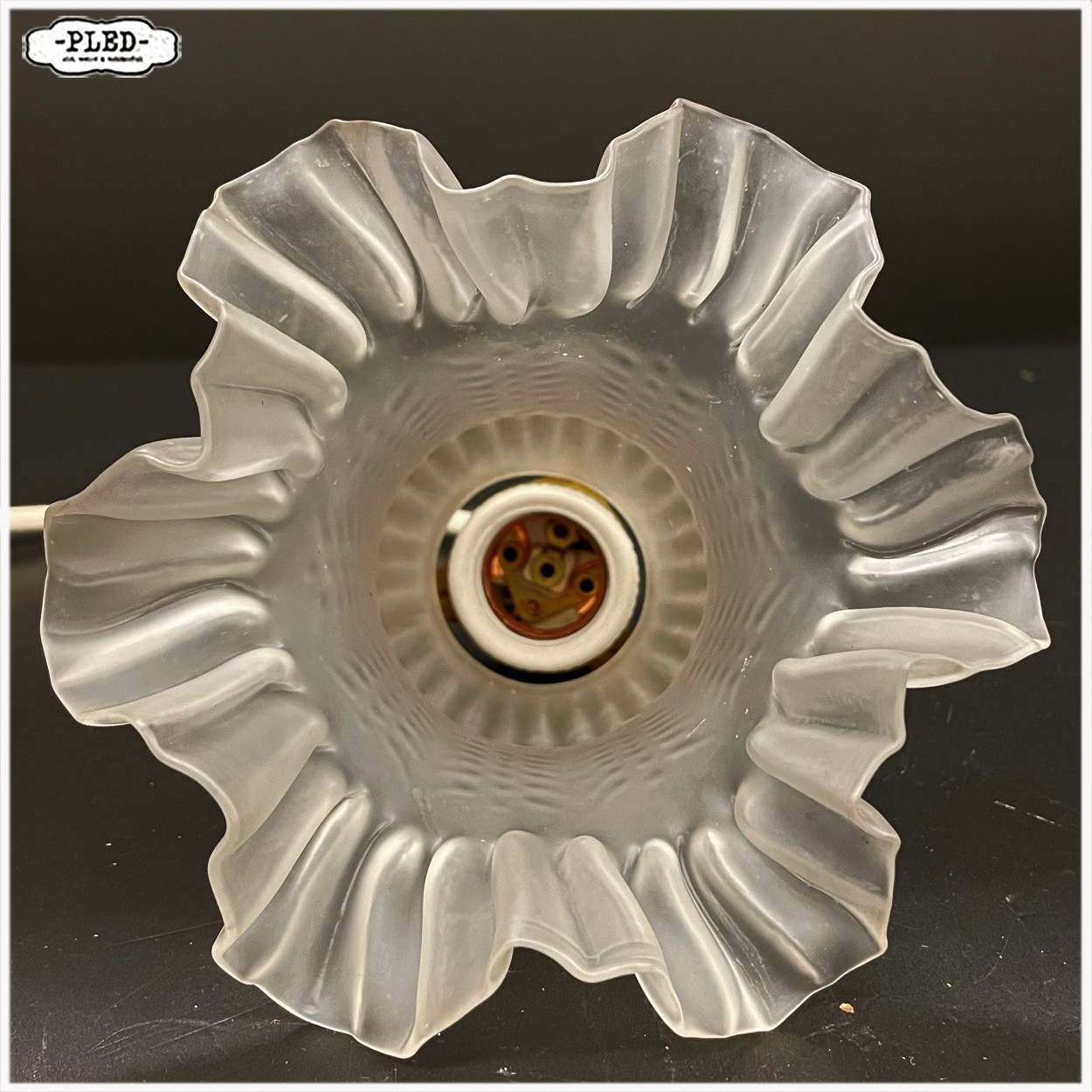 Vintage, matglazen hanglampjes met katoenkleurig snoer - Afbeelding 15