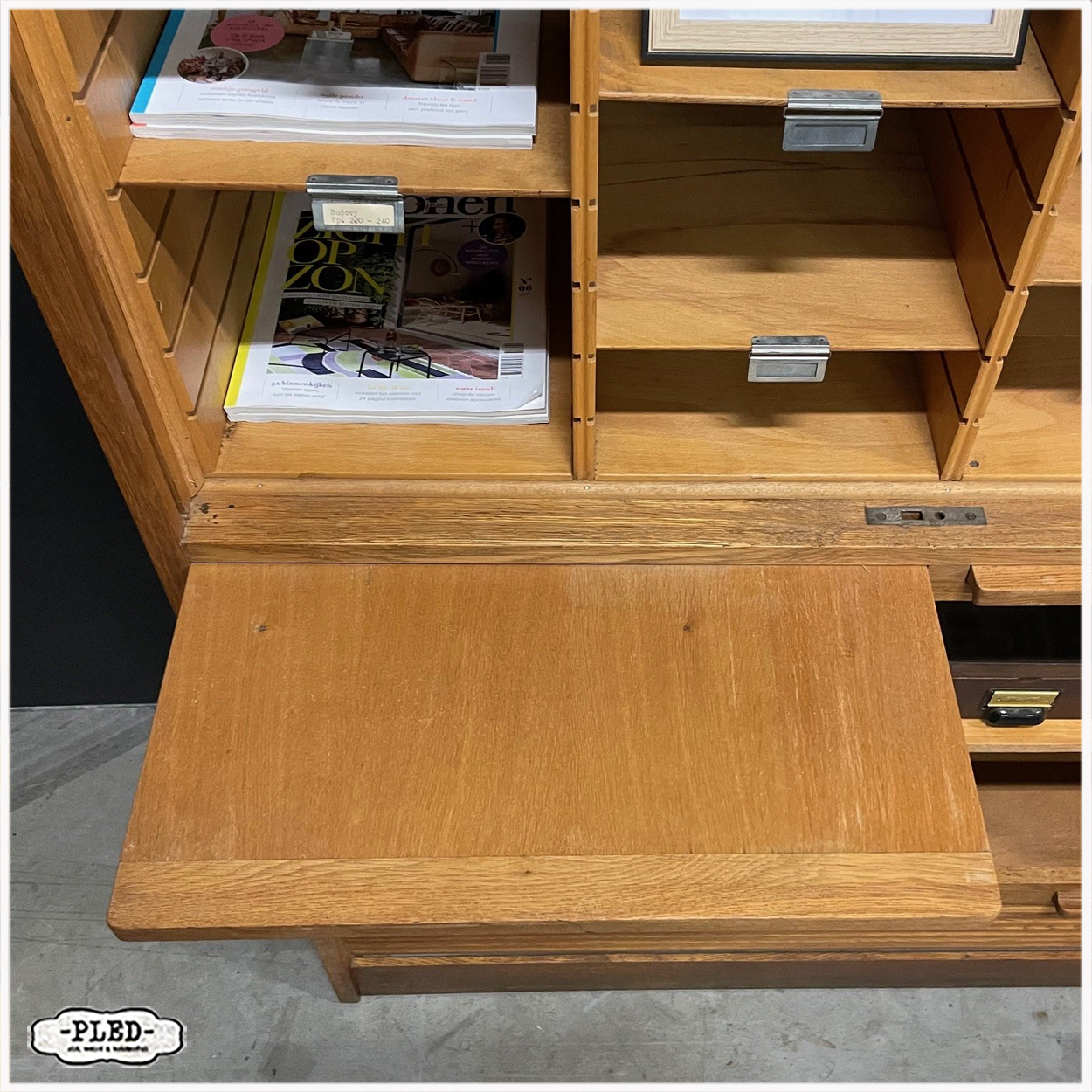 Originele eikenhouten Jerry roldeurkast, jaren 1930, USA - Afbeelding 18