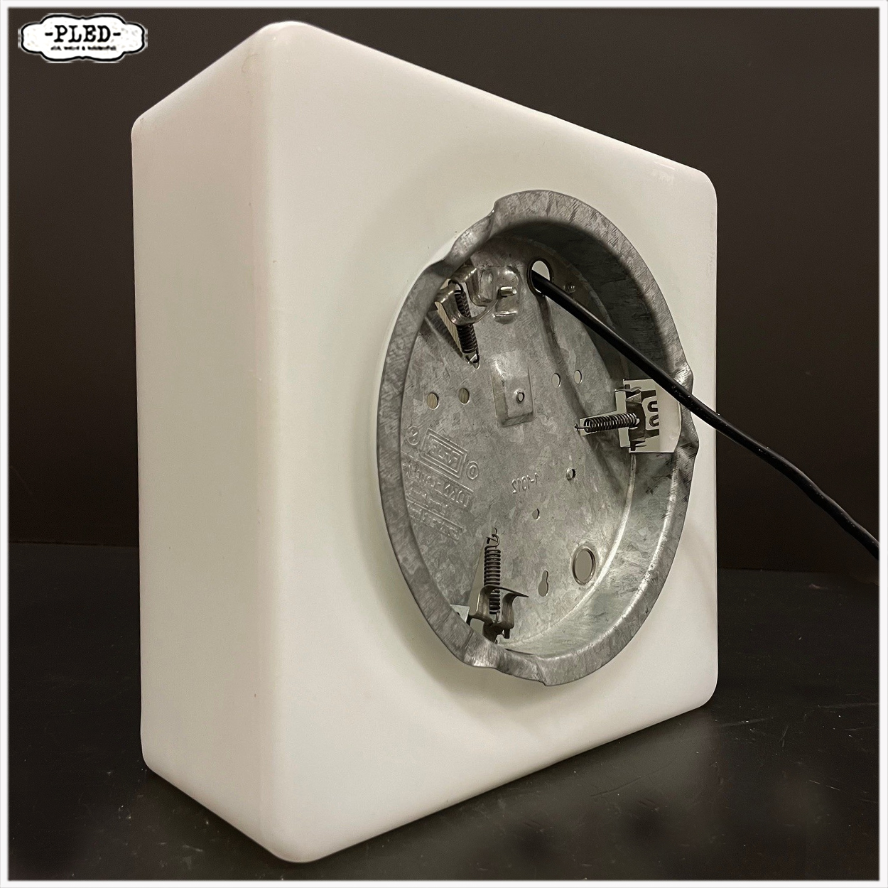 Vintage RZB plafonnière, opaal glas (22 x 22 cm) - Afbeelding 7