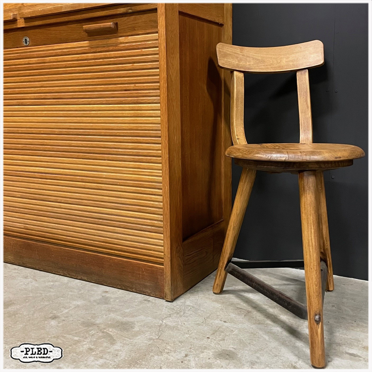 Originele eikenhouten Jerry roldeurkast, jaren 1930, USA - Afbeelding 15