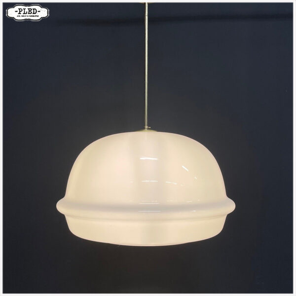 Grote vintage opaline pendellamp, Karel Volf - Afbeelding 2