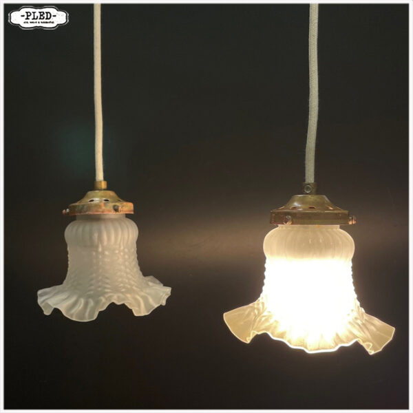 Vintage glazen hanglampjes met katoenen snoer - Afbeelding 6