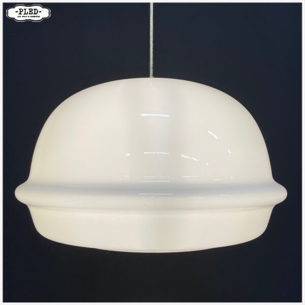 Grote vintage opaline pendellamp, Karel Volf - Afbeelding 5