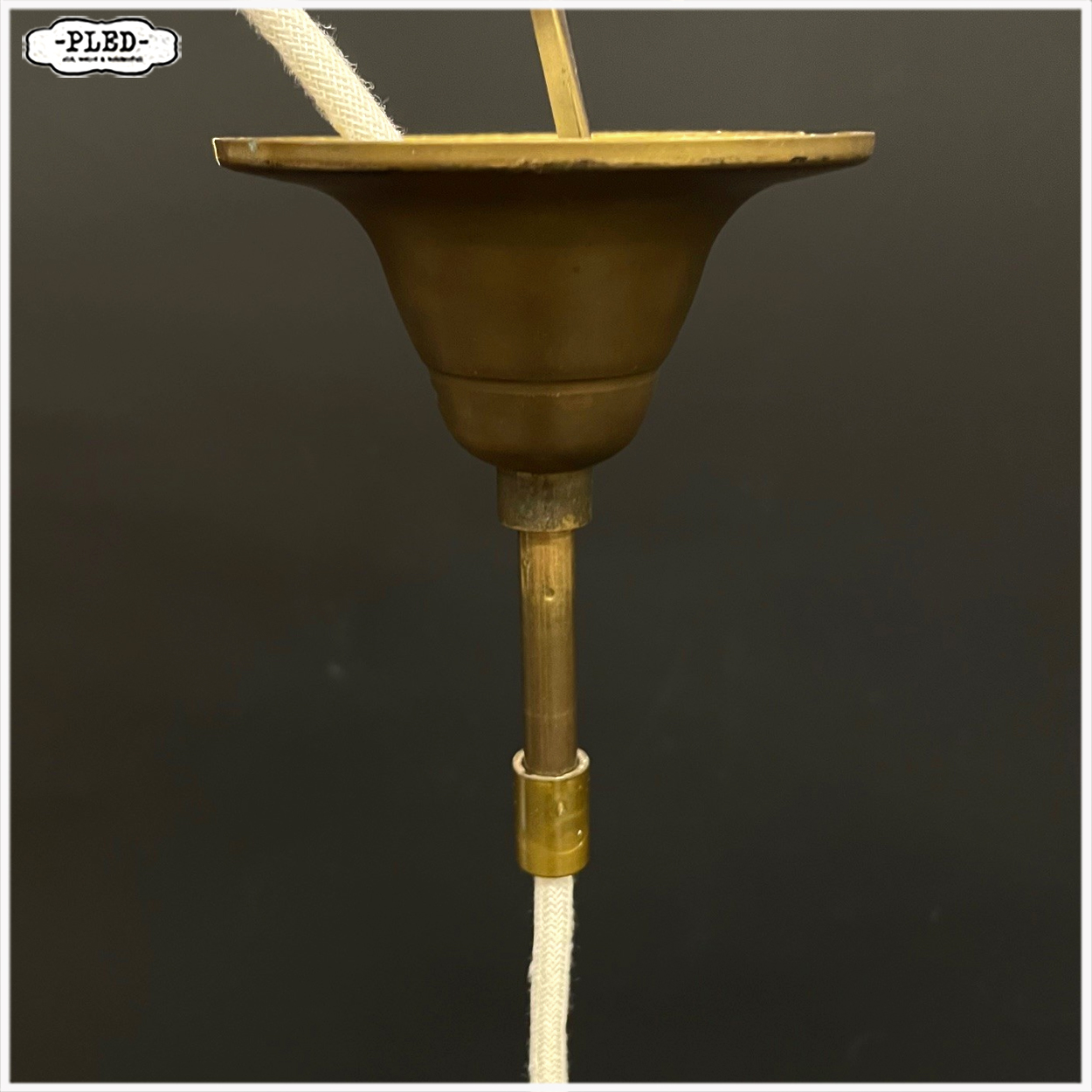 Vintage matglazen hanglampje met katoenkleurig snoer - Afbeelding 10