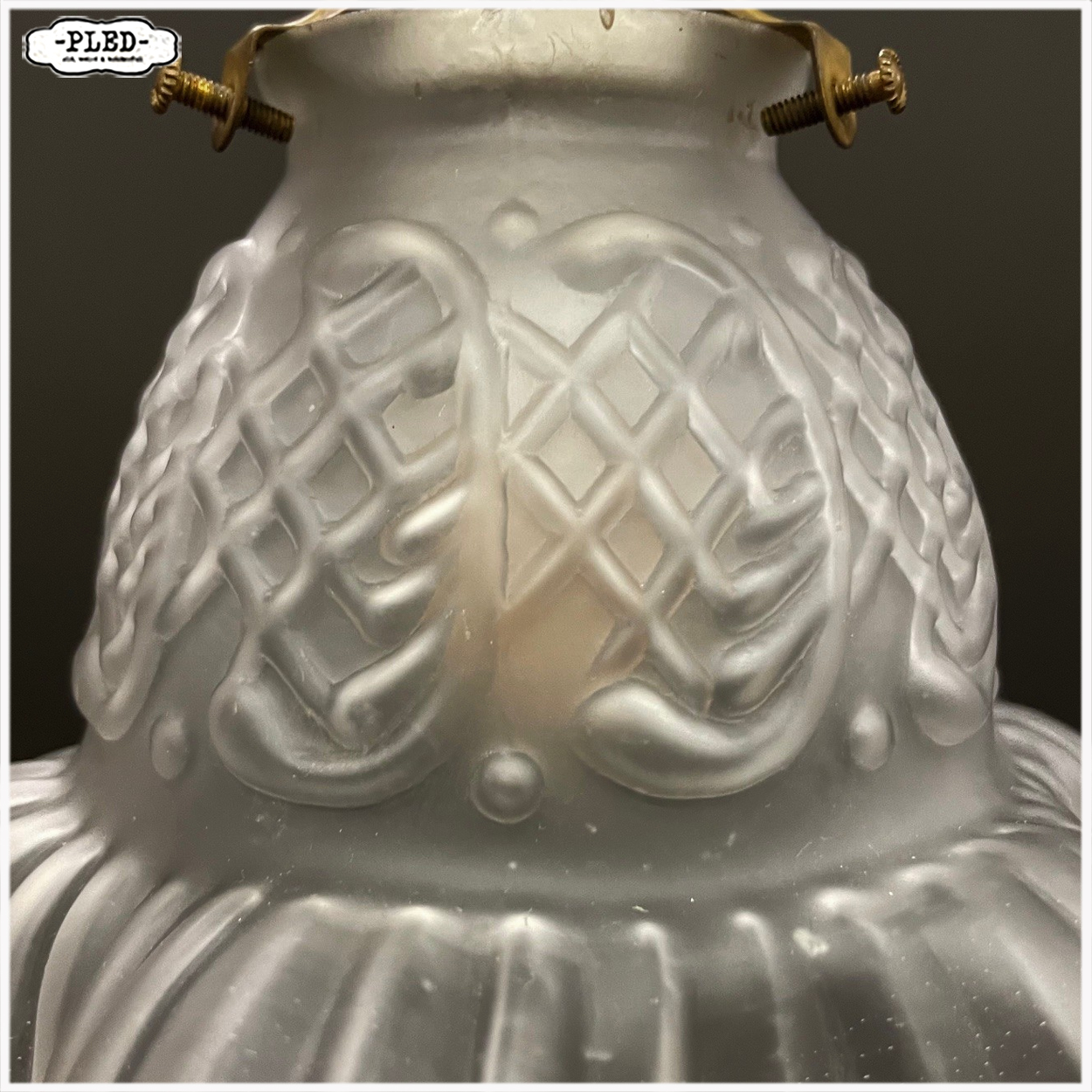 Vintage, matglazen hanglampjes met katoenkleurig snoer - Afbeelding 8