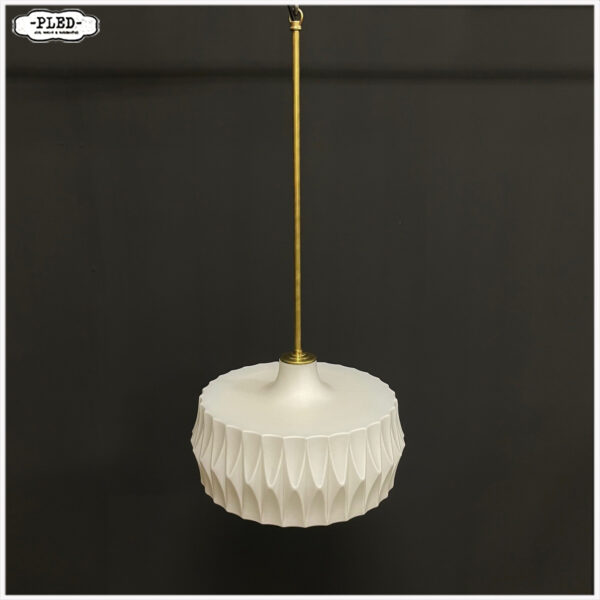 Vintage opaline pendellamp met messing pendel - Afbeelding 6