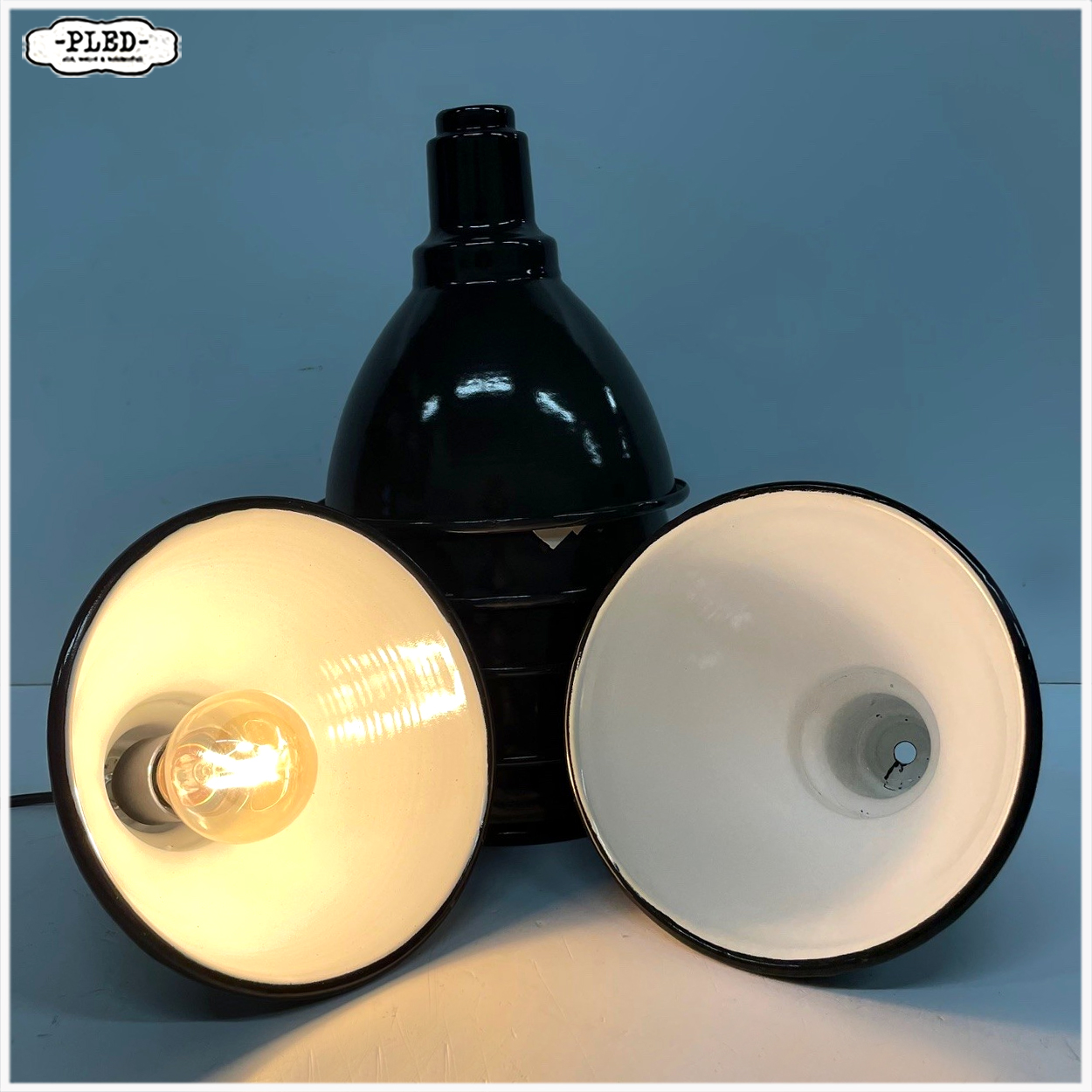 Nieuwe geëmailleerde hanglampjes met snoer, Bauhaus stijl - Afbeelding 9