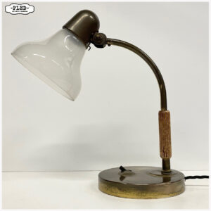 Messing Siemens lamp met glazen kap, jaren '30