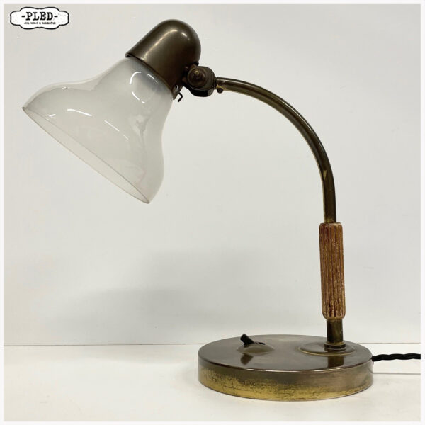 Messing Siemens lamp met glazen kap, jaren '30