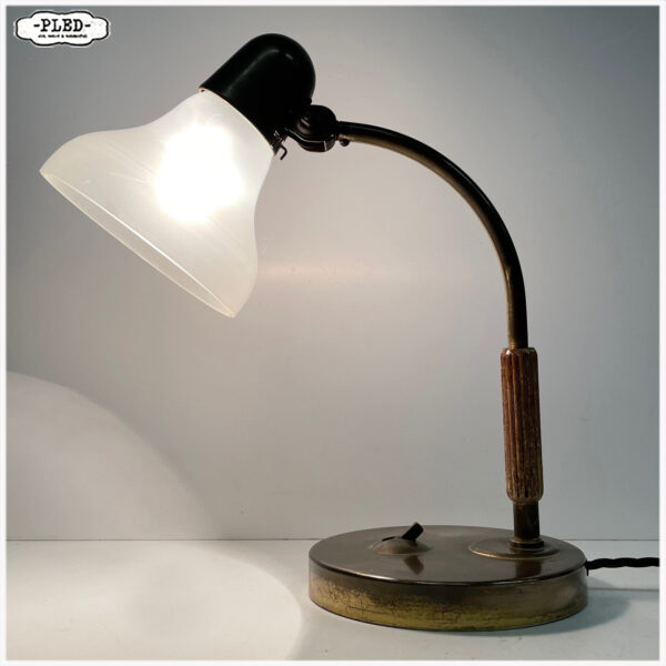 Messing Siemens lamp met glazen kap, jaren '30 - Afbeelding 2