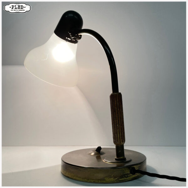Messing Siemens lamp met glazen kap, jaren '30 - Afbeelding 3