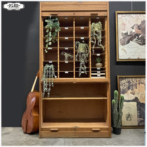 Originele eikenhouten Jerry roldeurkast, jaren 1930, USA (2) - Afbeelding 3