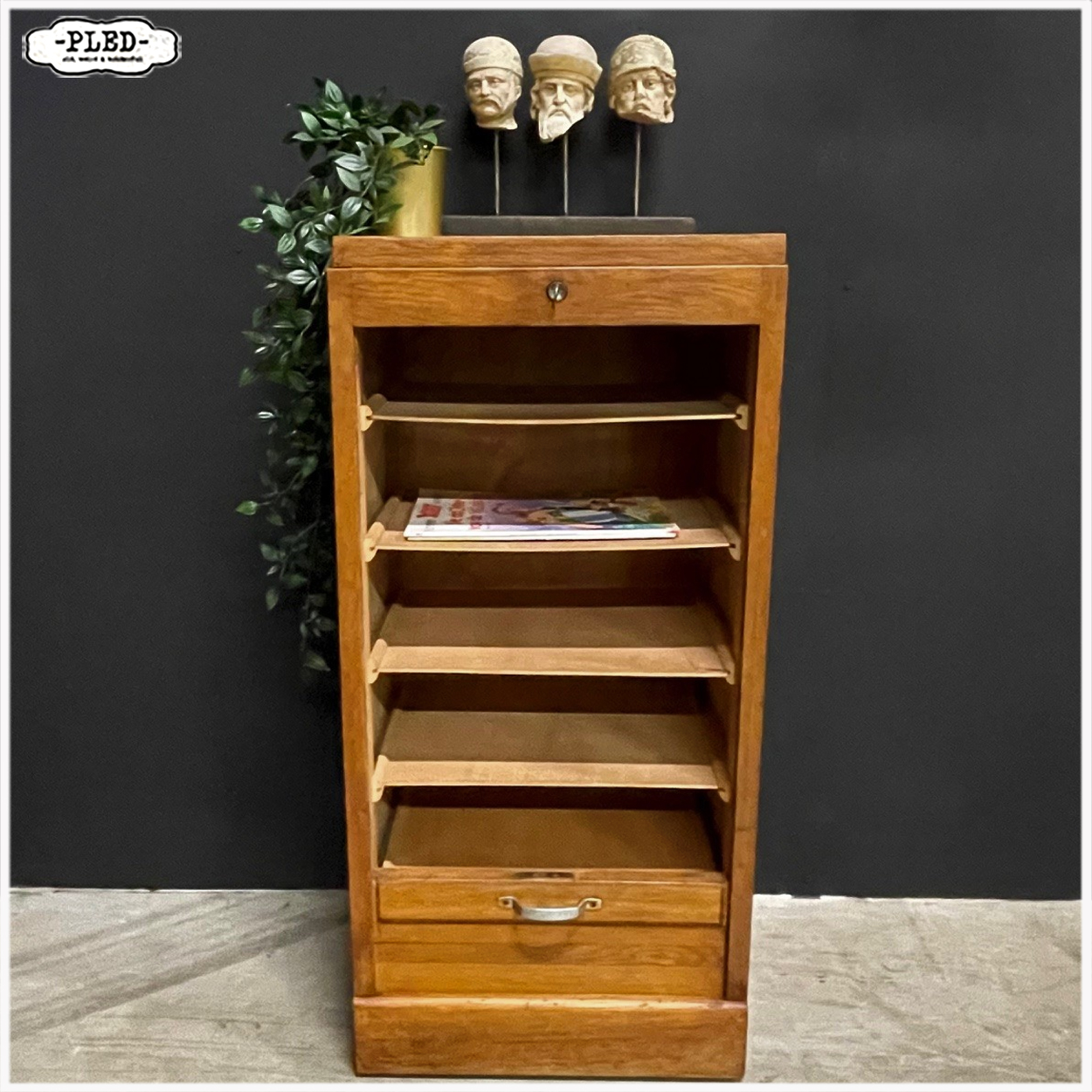 Licht eiken roldeurkastje - Afbeelding 3