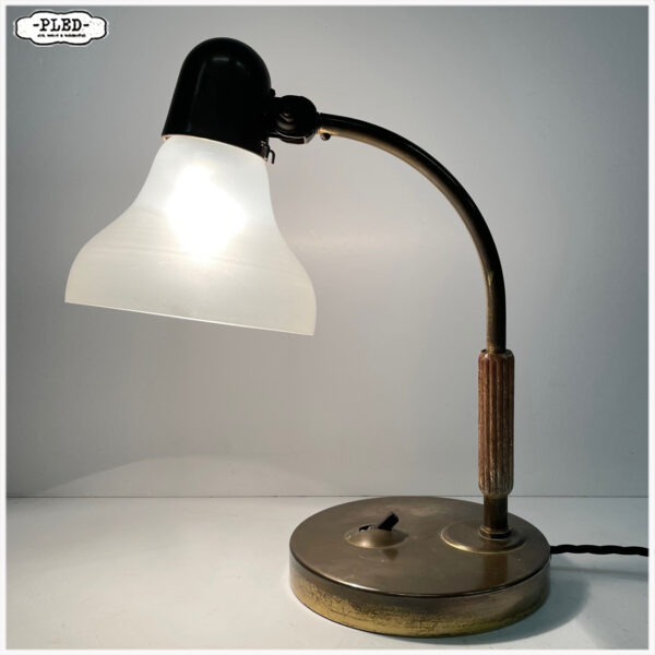 Messing Siemens lamp met glazen kap, jaren '30 - Afbeelding 8
