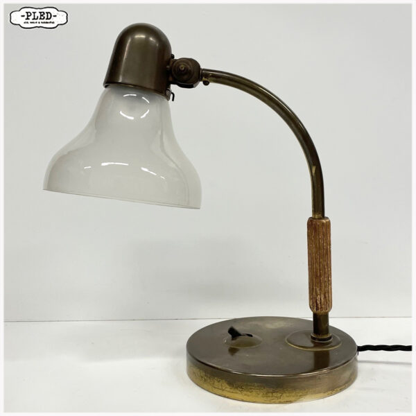 Messing Siemens lamp met glazen kap, jaren '30 - Afbeelding 9