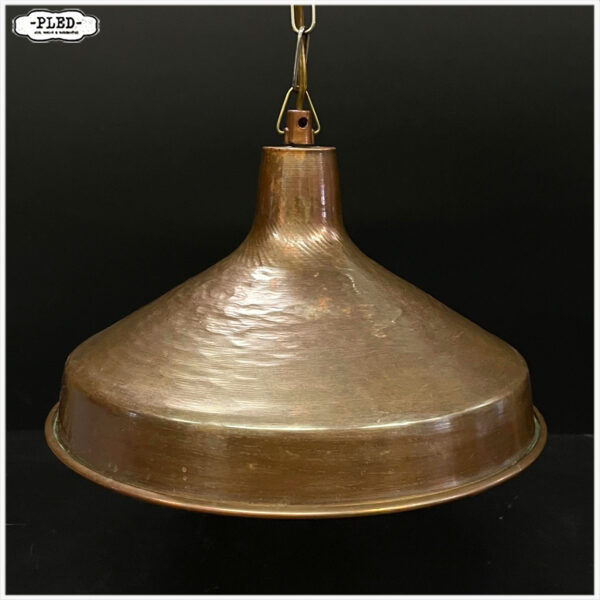 Vintage Deense hanglamp van gehamerd koper, door J.J. Hammer & Krone (33 cm) - Afbeelding 2