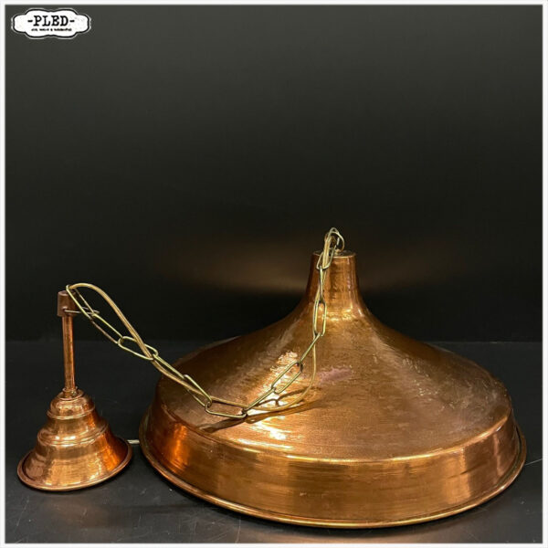 Vintage Deense hanglamp van gehamerd koper, door J.J. Hammer & Krone (43 cm) - Afbeelding 6