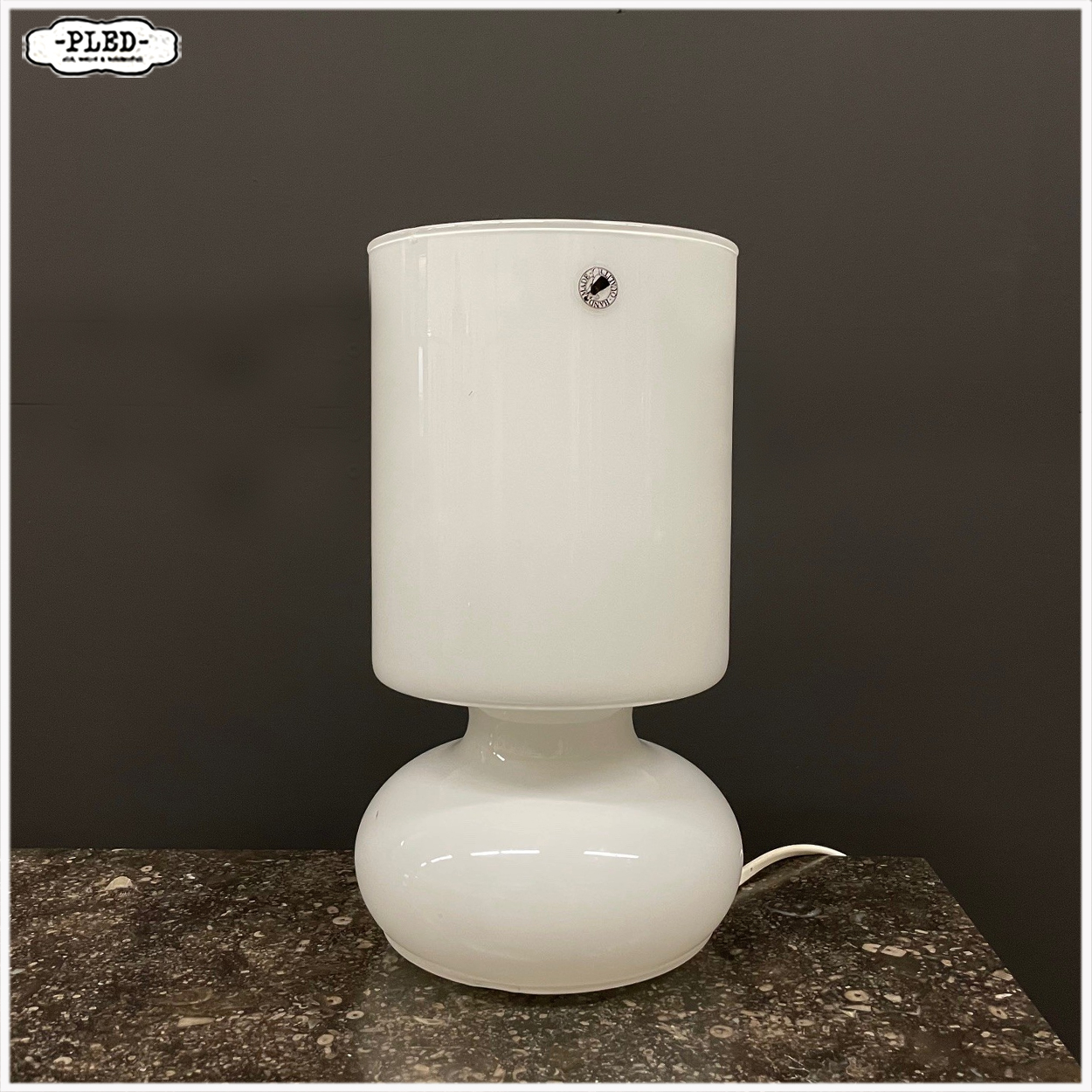 Wit glazen tafellamp, Ikea jaren '90