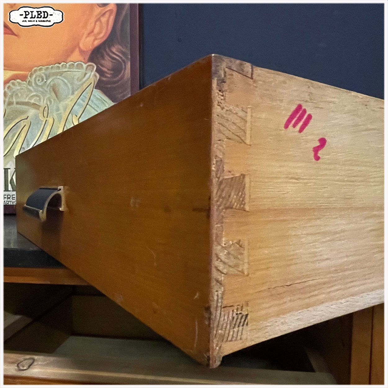 Vintage ladekast met Belgisch hardstenen blad - Afbeelding 15