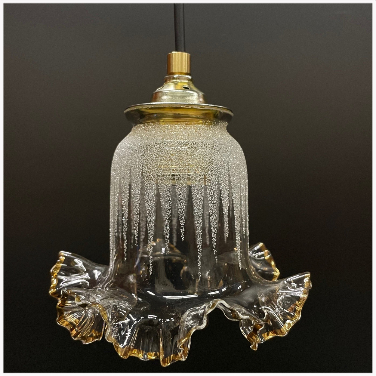 Prachtig glazen hanglampje met messing fitting - Afbeelding 10