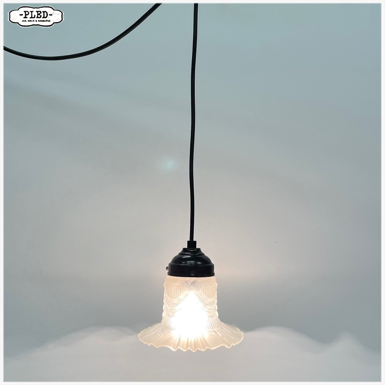 Oud glazen art deco hanglampje - Afbeelding 2