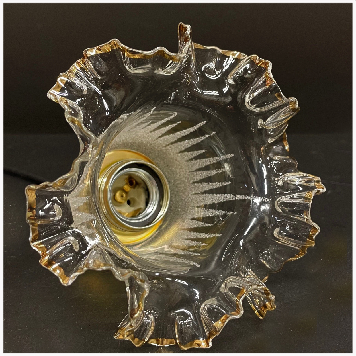 Prachtig glazen hanglampje met messing fitting - Afbeelding 9