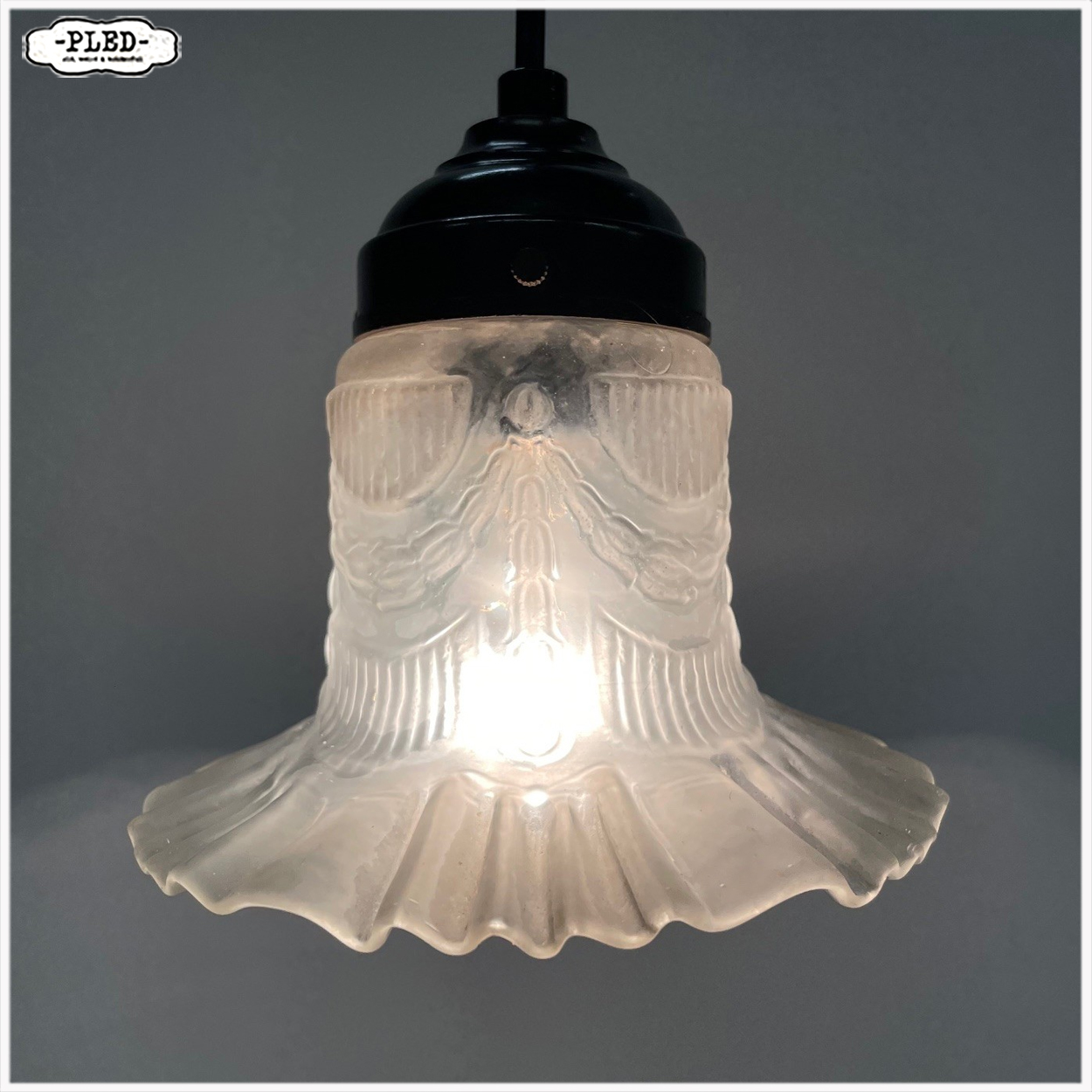 Oud glazen art deco hanglampje - Afbeelding 5