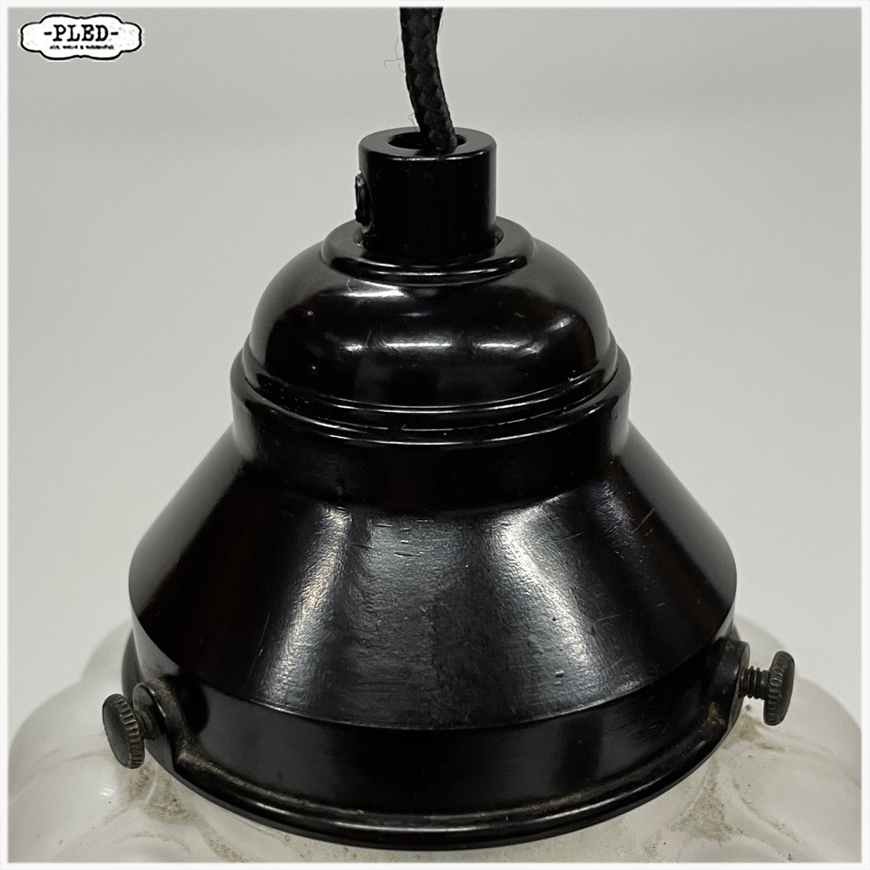 Oud, frosted glass, art deco hanglampje - Afbeelding 8