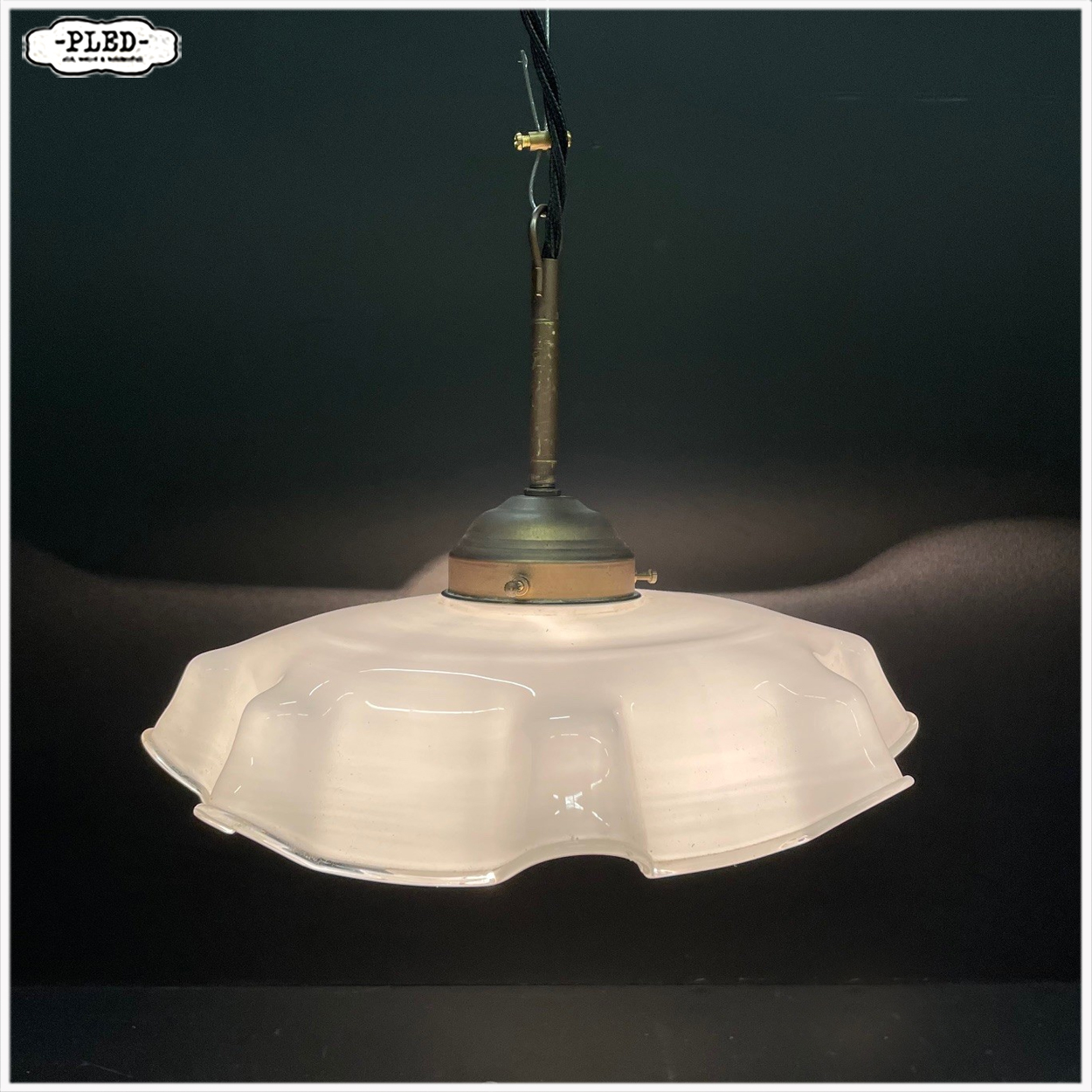 Vintage melkglazen hanglampje - Afbeelding 3