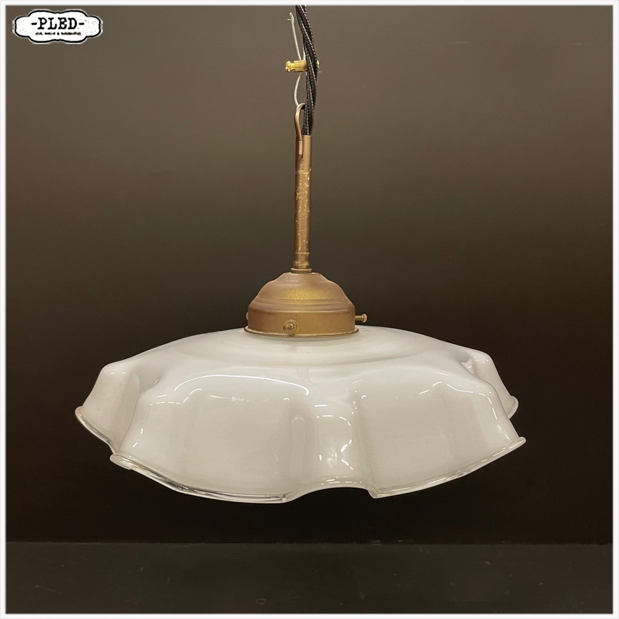 Vintage melkglazen hanglampje - Afbeelding 4