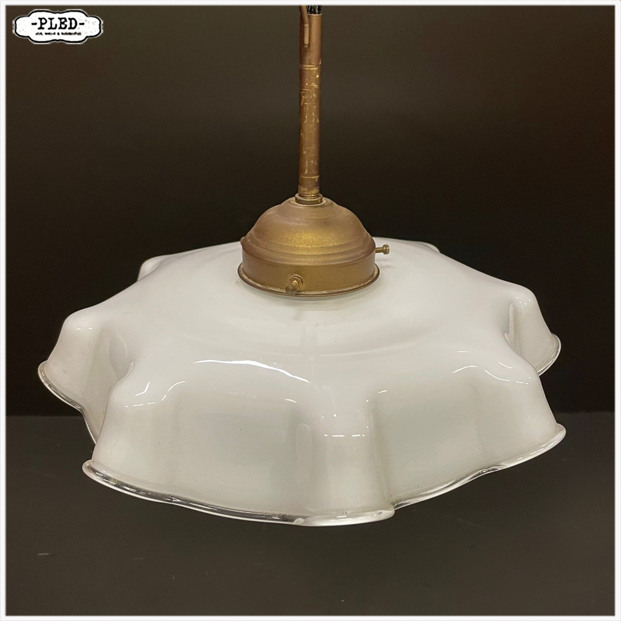 Vintage melkglazen hanglampje - Afbeelding 5